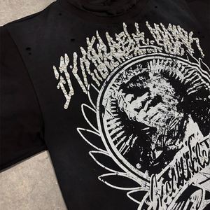 Custom Oversized High Street Fashion Custom Graphic DTG Prints Oversized Boxy T-Shirt Impresión digital Camiseta recortada para hombre - Product Image 2