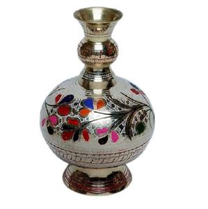 Haute Qualité En Laiton Fleur Vase Multi Couleur Or Et Bleu Peinture Fini Pour La Décoration Intérieure Table Décoration Fleur Vase - Product Image 2