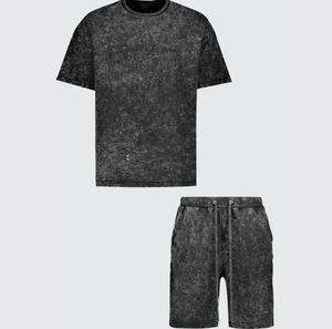 2025 OEM personalizado hombres verano dos piezas algodón manga corta chándal conjuntos camiseta y conjunto corto Unisex - Product Image 4