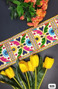 ผ้าลูกไม้ปักลายหลากสีสำหรับชุดแต่งงานงานปักลายด้วยด้ายหลากสีดีไซน์แอบสแตรกต์ออกแบบได้ตามต้องการ - Product Image 2