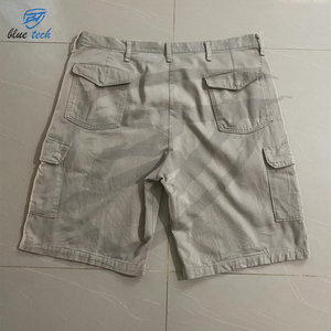 Shorts cargo pour hommes en gros, taille élastique, grande taille, 100% coton, toile unie, décontracté, extérieur, travail, séchage rapide - Product Image 2