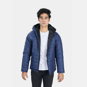 Custom <b>Men's</b> Oversized Jacquard Puffer Jacket Designer Puff-<b>Padded</b> Coat Standing <b>Shirt</b> Featuring OEM Logo Winter Bubble Look - Product Image 1