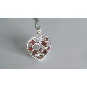 Colgante de Plata de Ley 925 Hecho a Mano con Gemas Shah y Granate Natural Engastado, Amuleto Religioso para Mujer - Product Image 2