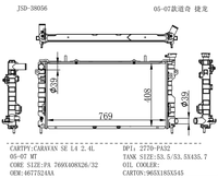 Radiateurs de systèmes de refroidissement JD 38056 pour CARAVAN SE L42.4L 2005-2007 MT Radiateur 4677524AA Systèmes de climatisation Radiateur