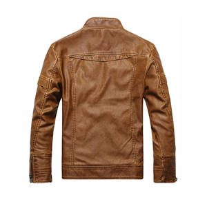 Unique Design Winter Fashion Coated Canvas <b>Thin</b> Stand Collar Motorbike Racing Leather <b>Jacket</b> for <b>Men</b> Comfortable Fit Front Logo - Product Image 2