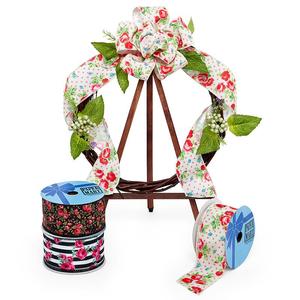 Handmade Mini Roses on Wired Grosgrain Ribbon Organza and Polyester for Birthday Gift Wrapping and Packaging - Product Image 1