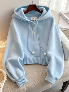 เสื้อฮู้ดผู้หญิงทรงหลวมแบบสวม ผ้าแคนวาส ระบายอากาศดี สไตล์ลำลอง แฟชั่นใหม่ ฤดูใบไม้ผลิ สีน้ำเงิน - Product Image 4