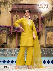 Conjunto de Kurti de 3 Piezas con Bordado Vaticano para Mujer, con Pantalones Acampanados y Dupatta - Ropa Étnica India para Fiestas de Maruti Fashion - Product Image 2