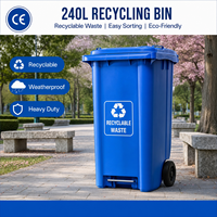 Poubelle extérieure en plastique de 240 L pour zones scéniques avec couvercles, robuste, écologique, pour la gestion des déchets, conteneur à roulettes mobile