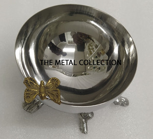 Luxury Floral Design Serving Bowl Home Hotel Restaurants Dinnerware Silver <b>Gold</b> <b>Color</b> Brass Steel for <b>Food</b> Serving - Product Image 1