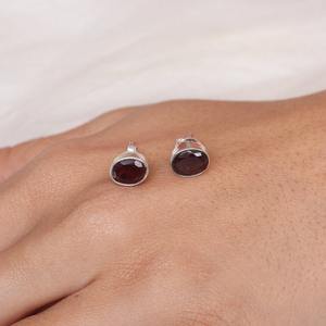 925 Sterling Silver Handmade Gemstone Grenat Meilleure Qualité Solide 925 Timbre Meilleure Qualité Naturel Boucles D'oreilles Fine Dangle Boucles D'oreilles - Product Image 4