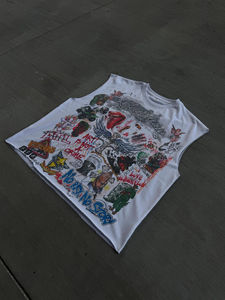 Logo personnalisé coton tricoté Vintage en détresse lavage à l'acide Dtg impression surdimensionné vêtements de sport gilet Streetwear sans manches débardeur - Product Image 5