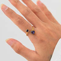 Bague ouverte en acier inoxydable plaqué or 14 carats, goutte d'eau, cœur, marquise, CZ, pour femmes, réglable, sans ternissement, bijoux