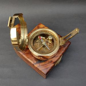 Nautical Marine Brass Brunton <b>Compass</b> 3 Inch Engraved Vintage Functional with Wooden Box - Product Image 2