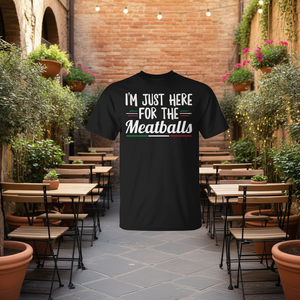 Camiseta con cita de I'm Just Here For The Meatballs, camiseta promocional unisex de manga corta con cuello redondo para adultos - Product Image 3