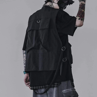 Gilet de pêcheur multi-poches avec logo de dessin animé Gilet pour pêche, randonnée, journaliste, photographie, camping, safari, hommes