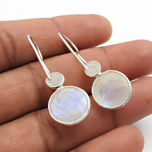 Gorgeous Look 925 Plata de Ley Natural Arco Iris piedra lunar estilo clásico pendientes colgantes para mujer niñas joyería Bohemia hecha a mano - Product Image 4