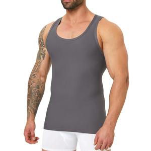 Custom wholesale Men <b>muscle</b> fit ribbed gym <b>vest</b> top hot 2026 custom logo sports tank top for fitness training workout - Product Image 1