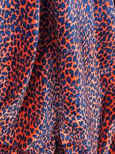 Vintage Cotton Velvet Curtain Coral & Blue Leopard Print Boho Drapes Home Decor Cotton Luxury Cotton Velvet Vintage Style - Product Image 3