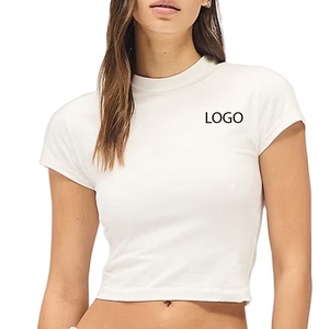 Ropa de Verano de Alta Calidad con Costuras Uniformes, Sensación Flexible, Camiseta Corta Informal para Mujer en Color Sólido, Asequible - Product Image 1