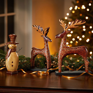 Calidad experta Mango Madera Reno Decoración de Navidad Animal en forma de mesa Festival Decoración con soporte - Product Image 2