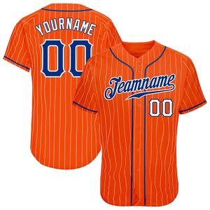 Directo Ommiz Industry Auténtica ropa deportiva Custom Orange White Pinstripe Royal-White Authentic Baseball Jersey - Product Image 1