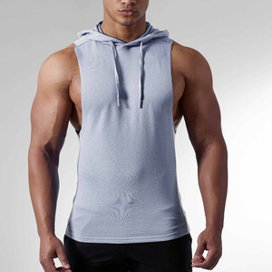 <b>Mens</b> Sleeveless Embossed Zipper-Up Hoodie 200g-500g Heavyweight Fabric Outdoor Gym Fitness Wear Top Quality Gym tank top - Product Image 3