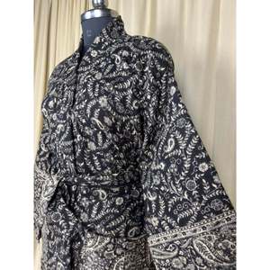 Women's Cozy Warm Winter Romance Black Paisley <b>Cardigan</b> House Coat Quirky Pockets Yak Wool Blend Soft Comfortable <b>Kimono</b> ODM - Product Image 6