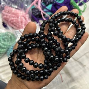 MOOLYAVAAN UNISEXE 8MM Cristal Naturel Perles Noires Bracelet Stretch Charm Coeur Unisexe Lâche Pierres Précieuses Perles Noir Charme Bracelet - Product Image 6