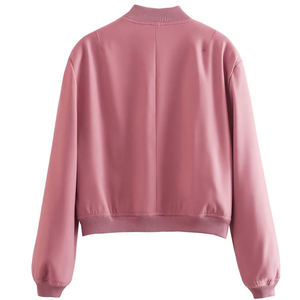 High Quality Women Regular Varsity Jackets Breathable Canvas Knitted Latest Style Long Sleeves - Product Image 3