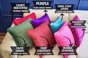 Housse de coussin en velours de qualité supérieure avec passepoil : Coussin carré et lombaire, housse de coussin personnalisée pour salon, pour canapé - Product Image 2