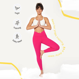 Leggings Deportivos de Cintura Alta para Mujer, con Logotipo Personalizado, OEM ODM, con Pedrería, Transpirables, Antibacterianos, de Algodón y Bambú, para Yoga - Product Image 2