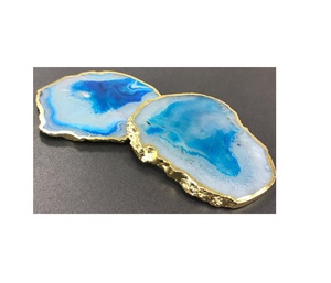 Most Demanding Tableware Accessories Agate <b>Coaster</b> With <b>Gold</b> Electroplated Agate Slice at Wholesale Price with Premium Quality - Product Image 2