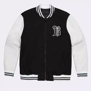 Street Wear Long Sleeve Women's Varsity Jacket with Leather Sleeves <b>Fabric</b> Women's Button Up Bomber Jacket With Fast sipping - Product Image 5