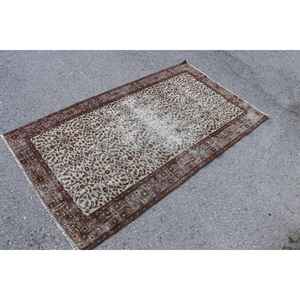 Alfombra Vintage de 3.7x6.6 pies, Alfombra Persa Turca Marrón - Product Image 4