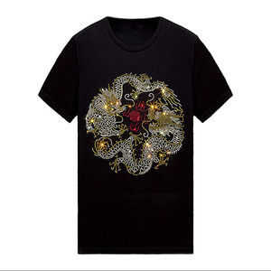 เสื้อยืดผู้ชายประดับเพชรพลอย ผลิตจากวัสดุฝ้าย 100% คุณภาพดีเยี่ยม ทรงหลวม ผ้าเนื้อนุ่ม - Product Image 5