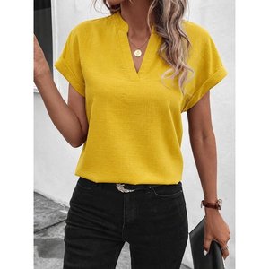 เสื้อเบลาส์สตรีแขนสั้นคอจีน รุ่นโซเฟีย 35753 - สีเหลือง - Product Image 2