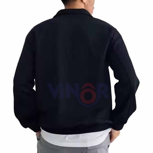 Pull-over en molleton 100% coton à demi-fermeture éclair pour hommes chemises à quart de fermeture éclair sweat-shirt court brodé à quart de fermeture éclair pulls - Product Image 2