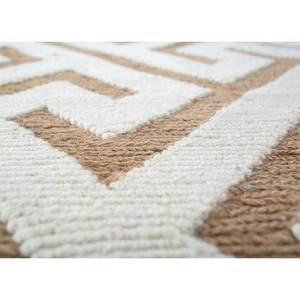 พรมขนสัตว์ถักมือสีน้ำตาลเบจลายเรขาคณิตสำหรับตกแต่งห้องนั่งเล่น พรมปูพื้นทรงสี่เหลี่ยมผืนผ้าขนาดใหญ่ หนา 10 มม. รุ่น PKJW-12 - Product Image 3