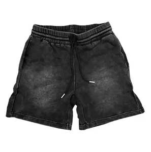 Short délavé à l'acide en coton avec cordon de serrage pour hommes Short délavé vintage imprimé bouffant Short délavé à l'acide personnalisé 2025 - Product Image 1
