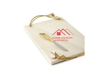 Plateau de service alimentaire en marbre blanc sculpté à la main - Product Image 4