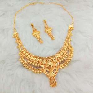 Kalyani Gold Plated Brass Necklace <b>Set</b> with Diamond and <b>Pearl</b> for Wedding Party or Gift-1108142 - Product Image 1