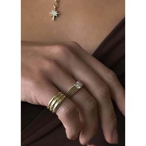 Franoise Romantic Fashionable Gold and Rhodium Plated Adjustable Eternity <b>Ring</b> with Layered Ellipse Hollow Design for Gifts - Product Image 5