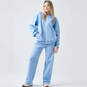 Ensemble sweat à capuche zippé et jogger pour femmes-Vêtements de détente deux pièces confortables, parfaits pour les vêtements décontractés et les activités de plein air - Product Image 4