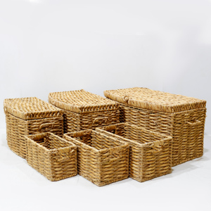 Cesta de almacenamiento de jacinto de agua tejida a mano de Artex Dong Thap Factory para organización ecológica del hogar y exhibición decorativa - Product Image 2