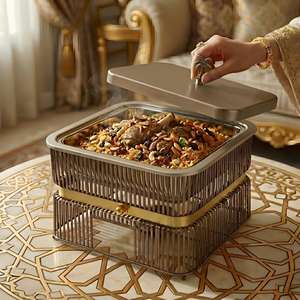 Plat de service de luxe en acier inoxydable avec couvercle et support pour buffet, idéal pour hôtels, restaurants, mariages et services de traiteur - Product Image 4