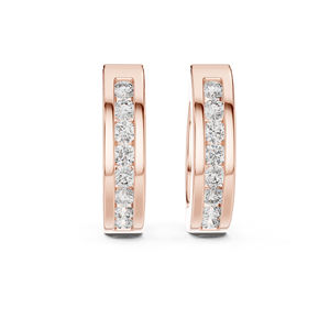 Elegantes Pendientes de Diamantes Redondos Cultivados en Laboratorio de Oro Rosa de 14K, Joyería Nupcial para Mujer, Regalo de Aniversario de Lujo Certificado - Product Image 1