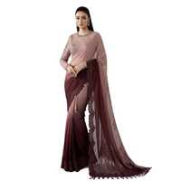 Sari en Georgette de Haute Qualité, Pré-Cousu, Prêt à Porter, avec Blouse pour les Fêtes de Mariage, Broderie Séquencée, Robe pour Femmes