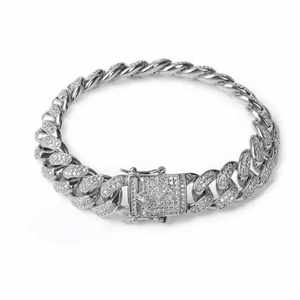 VVS Moissanite Cuban Link15mm Pulsera Diamante de corte redondo Oro blanco Ice Out Joyería de boda para hombres Plata de Ley 925 - Product Image 2