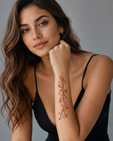Wasserfester, ungiftiger, PPD-freier Aquarell-Blumenranken-Temporär-Tattoo-Aufkleber, langer Streifen, Armband, Körperkunst, Damen, Hochzeit